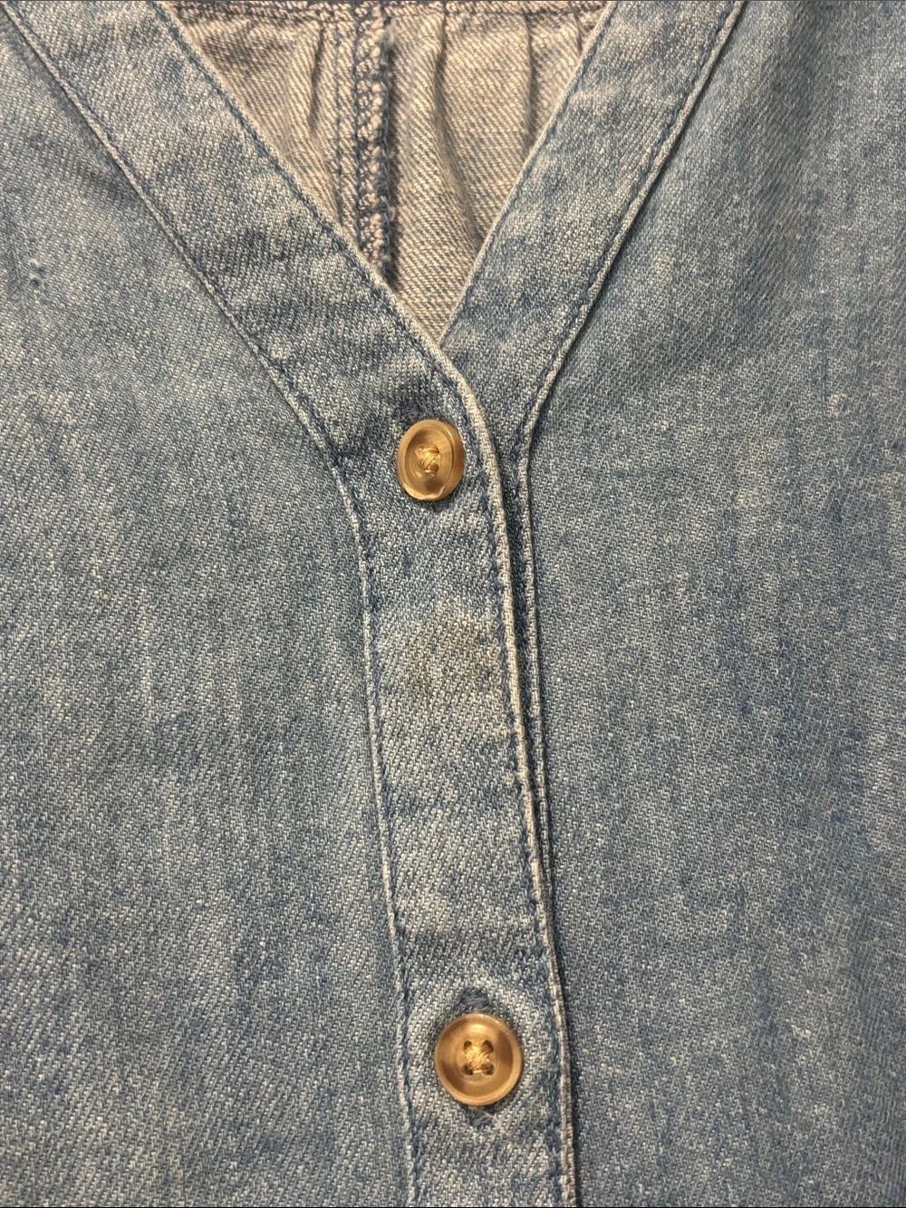 Isabel Maternity Light Blue Chambray Denim Midi Button-Front Dress - Picture 3 of 5